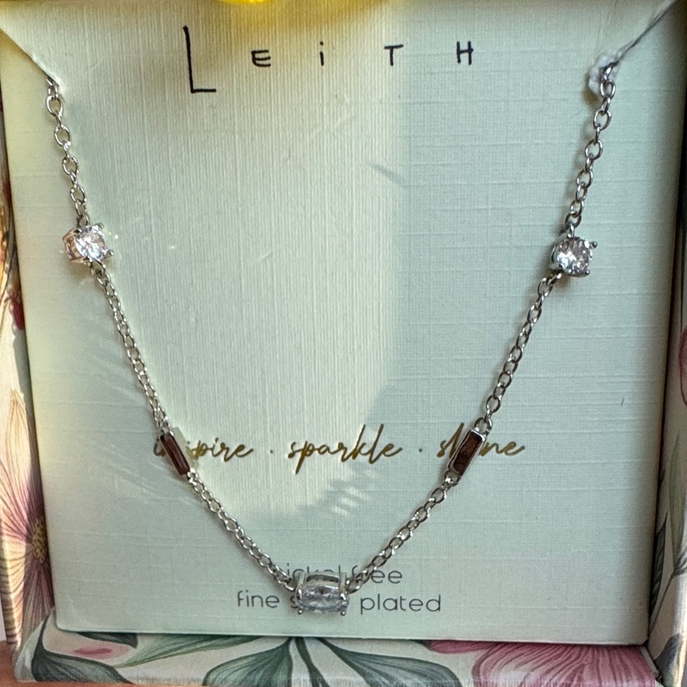 Leith Silver Necklace with CZ Accents